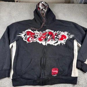 Vintage Ecko Unltd Y2K Reversible Graffiti Zip Hoodie Size 3XL - Picture 1 of 10