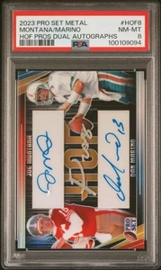 2023 Leaf Metal Pro Set DUAL Auto Joe Montana Dan Marino Dual HOF 5/5 PSA 8 - Bild 1 von 2