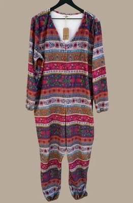 Mono pijama Natural Life Fair Isle manga larga cuello en V polar cremallera para mujer L Foto 1 de 3