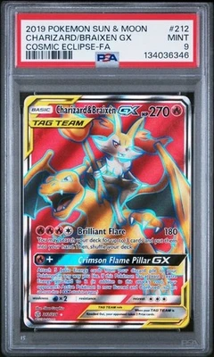 Pokemon Cosmic Eclipse Charizard And Braixen Full Art #212/236 PSA 9 MINT - Image 1 of 2