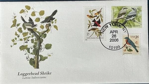 Timbro Fleetwood Audubon Cenerentola $2 testa di tronco Shrike Bird  - Foto 1 di 1