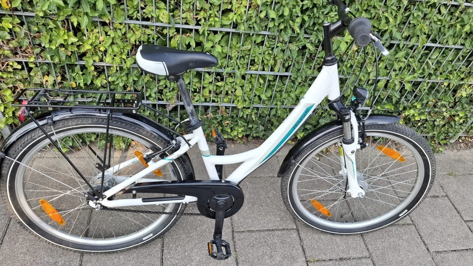 Kinderfahrrad - Mädchenfahrrad Pegasus  24 Zoll weiss-hellgrün - Bild 1 von 2