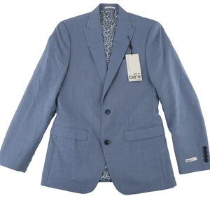 bar III Power Stretch Blazer Sport Coat Jacket Mens 38L Long Slim Blue Wool - Picture 1 of 14