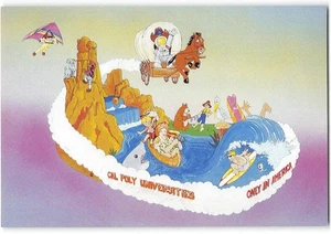 1985 CAL POLY Rose Float San Luis Obispo Pomona University 4x6 Vintage Postcard - Picture 1 of 2