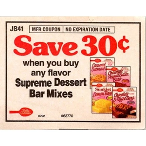 Ahorra 30¢ al comprar cualquier sabor Supreme barra de postre mezclas años 80 cupón SAI1-M8 - Imagen 1 de 2