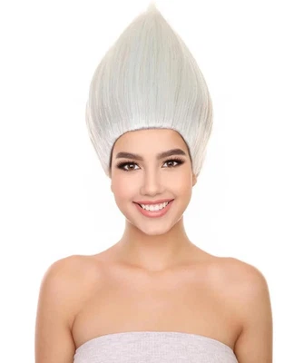 HPO Silver Troll Wig | Pointy Silver Fairy Wigs| Halloween Costume Hair