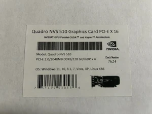 NVIDIA Quadro NVS510 PCI-E 2GB Quad Mini Displayport Video Card Half Height - Picture 1 of 2