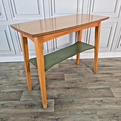 Retro Vintage Beech & Formica Tall Side Lamp Table Console – Mid Century Utility - Image 1 of 4