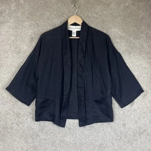 Doncaster Jacket Womens Extra Small Petite Black Linen 3/4 Sleeve Blazer- 3084 - Picture 1 of 11