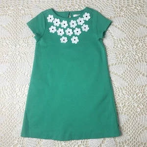 Janie and Jack Girls 5 Years '14 Dots & Poppies Green Flower Ponte Dress - Picture 1 of 5