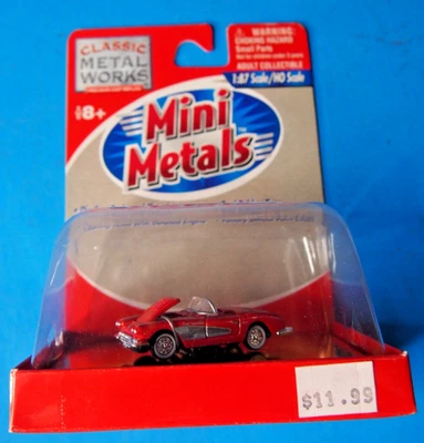 Classic Metal Works 30138 HO Mini Metals Red Chevrolet '58 Corvette Roadster Car - Image 1 of 3