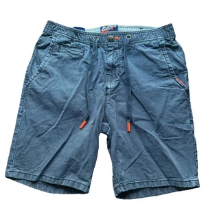 Super Dry Sun Scorched Men’s Size 30 Blue Striped Chino Shorts 8” Inseam - Picture 1 of 7
