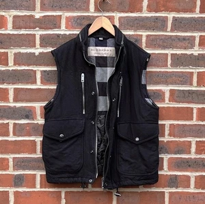 Burberry Mens Wool Gilet Jacket MEDIUM Hooded Prorsum Brit Pockets Bodywarmer - Picture 1 of 21