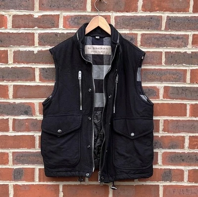 Burberry Mens Wool Gilet Jacket MEDIUM Hooded Prorsum Brit Pockets Bodywarmer - Image 1 of 4