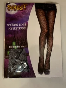 Spirit Halloween Spider Web Black Pantyhose One Size Fits Most Costume Accessory - Picture 1 of 3
