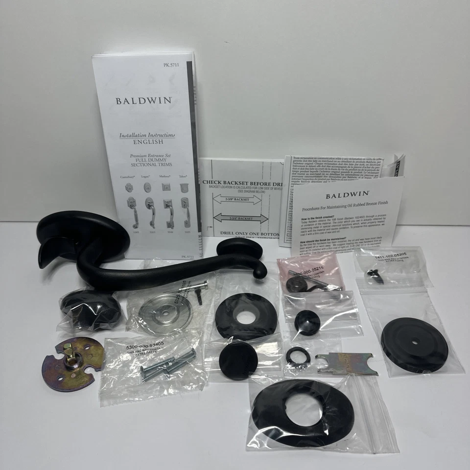 Baldwin 85335-402-FD Dummy Handle Set Logan Egg Knob Distressed Oil Rub Bronze - Image 1 of 4