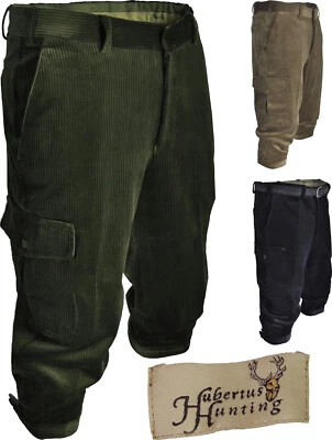 Stretch-Cord Kniebundhose Wanderhose mit Beintasche- Messertasche Hubertus oliv