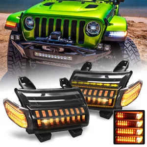 For Jeep Wrangler JL JLU Rubicon 2018+ Fender Lights Sequential Turn Signal Pair - Picture 1 of 12