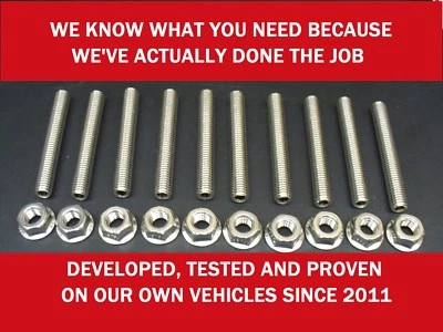 Kit de pernos colector de escape de acero inoxidable Ford 6,8 litros V10 Super Duty se adapta a cualquier 6,8 L Foto 1 de 4