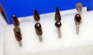 8 Pcs. M.A Ford Series 71 Edge Hog 1/4" (Head) x 1/8" (Shk) Miniature Bur Set - Picture 1 of 4