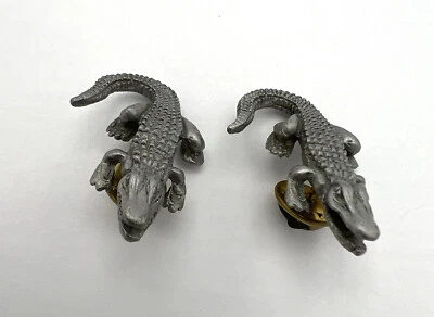 Alligator Hat Pin Tack Made of Fine Pewter 1-1/2 Long (Set of Two) Made In USA - Image 1 of 4