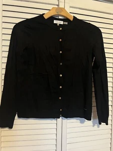 CALVIN KLEIN Women’s Size small S Sweater Cardigan Top Black Gold Color Buttons - Picture 1 of 8