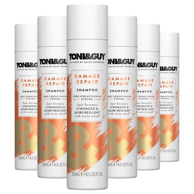 TONI & GUY Toni&Gut Damage Repair Shampoo Faser stärkendes Haar mit jeder Wäsche 250ml x6