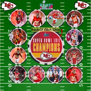 KANSAS CITY CHIEFS 2023 SUPER BOWL LVII CHAMPS DEFENSE - POKER CHIP SET (12) - Picture 1 of 2