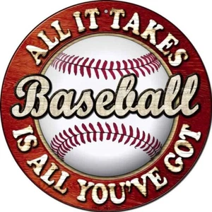 Insegna in metallo rotonda novità circolare da baseball 12" decorazione parete garage casa - Foto 1 di 1