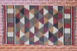 3x5 Afghan Kilim Rug Carpet Hand Woven Traditional Jute Navajo Kilim Rug - Picture 1 of 6