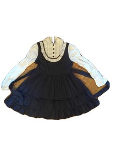 Vestito ragazza cosplay stile vintage Lolita XL blu bianco