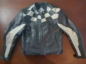 TRIUMPH Triple Connection Black White Checker Leather Armor jacket men's 42 US - Picture 1 of 9