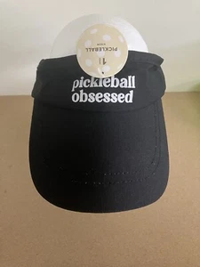 NWT Pickleball Obsessed Tennis Visor Black One Size Stretch Band New With Tag - Picture 1 of 3
