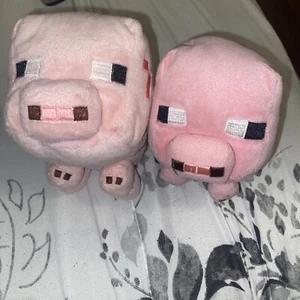 Menge 2 Minecraft Baby Schwein Push Mojang 2014 Rosa Stofftier Jazwares - Bild 1 von 5