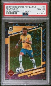 2021 Donruss Road to Qatar Optic Purple Velocity Prizm /99 Neymar Jr #18 PSA 10 - Picture 1 of 2