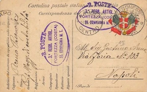 12-96A) WW1 FRANCHIGIA 1916 3 REGGIMENTO ARTIGLIERIA FORTEZZA COSTA 55 COMPAGNIA - Imagen 1 de 2