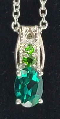 STS Chuck Clemency .925 纯银绿色透视项链全新带标签 20 英寸 😍 — 第 1/4 张图片