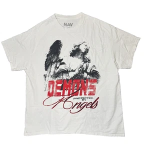 Nav Men's Rare Demons Protected by Angels White T-shirt Sz XL - Picture 1 of 9