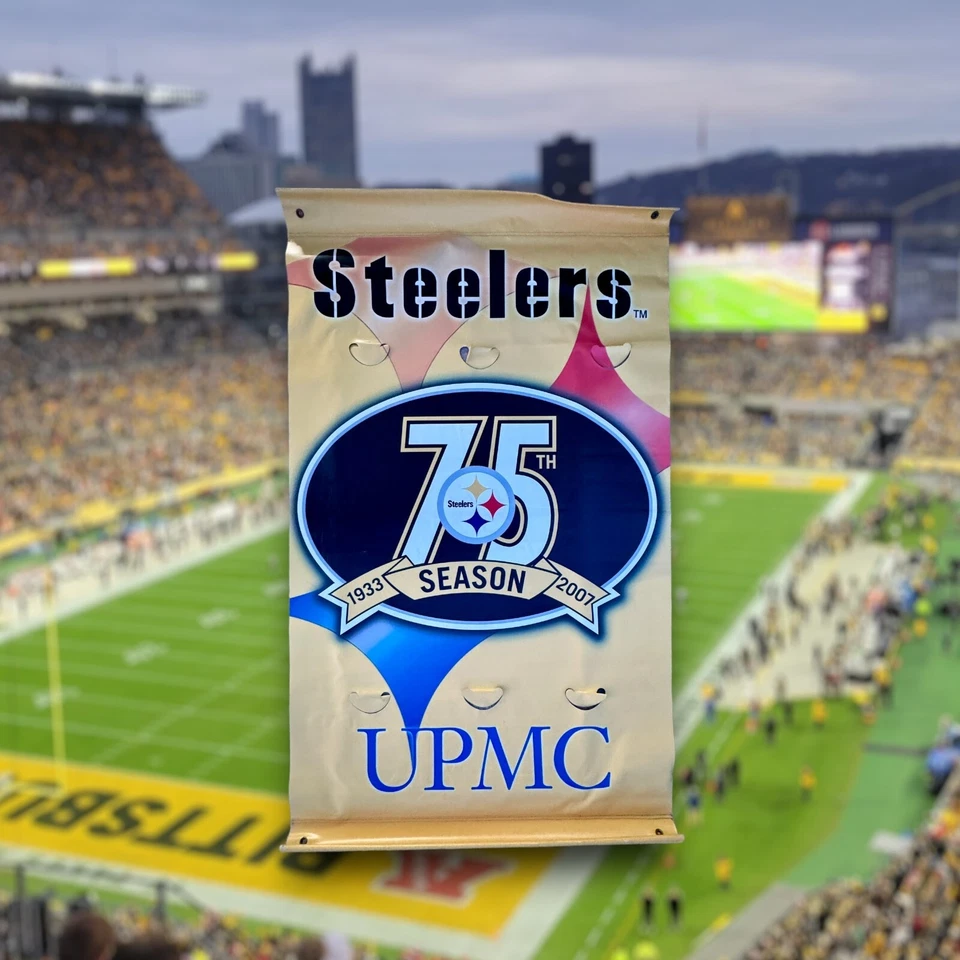 2007 75th Anniversary 48 x 81 Pittsburgh Steelers Stadium Hienz Field Banner - Image 1 of 3