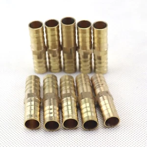 10Pcs 3/8" 10mm Brass Hose Barb Mender Union Brass Fitting Gas Fuel Water Air - Picture 1 of 7