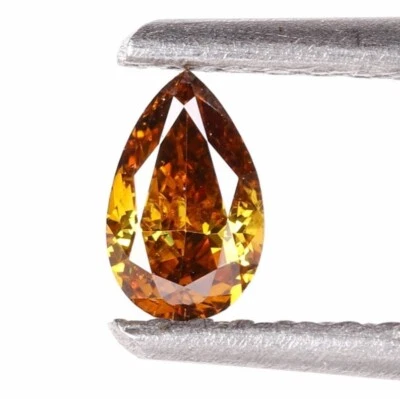 0.20ct AUSTRALIAN FANCY Intense Yellowish Orange DIAMOND Pear VS2 Natural Color - Image 1 of 4