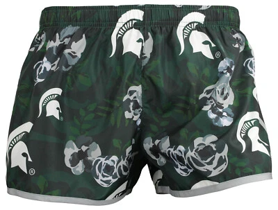 Pantalones cortos florales para correr FOCO NCAA para mujer Michigan State Spartans Foto 1 de 3