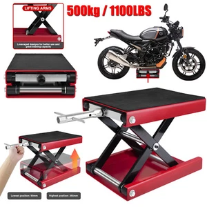 Stable 500kg Motorcycle Lift Scissor Motorbike Vehicle Lift Stand Jack 1100LBS - Picture 1 of 24