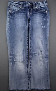 Women's Miss Me Jeans Low Rise Boot Crop Embellished Wings Size 26 (Msr 27x22) - Imagen 1 de 12