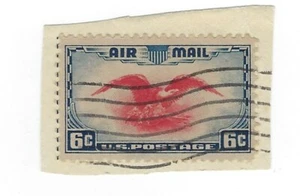 STAMP US SCOTT C23 "Eagle & Shield" 6 CENT 1938 USED FANCY CANCEL ON PAPER - Picture 1 of 1