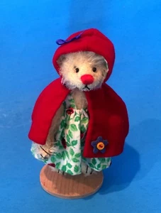 DEB CANHAM "LITTLE RED RIDING HOOD" MINIATURE BEAR WITH RED HOOD- 3 3/4" JOINTED - Picture 1 of 1