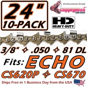 COPPERHEAD 10-PACK 24" SAW CHAINS FOR ECHO CS590 CS620P CS680 - 3/8, .050, 81 DL - Picture 1 of 13