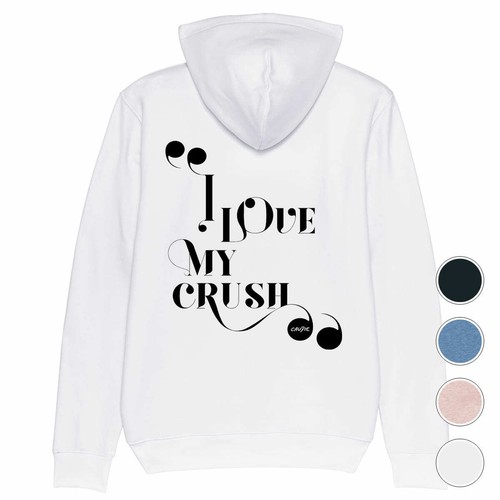 VALENTINO Hoodie I LOVE MY CRUSH saint valentin valentine's day sweat à capuche bio