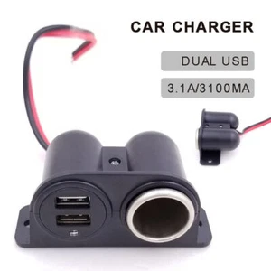 Prise Adaptateur Chargeur Voiture Allume cigare Double USB 12V/24V Allume cigare - Photo 1/8