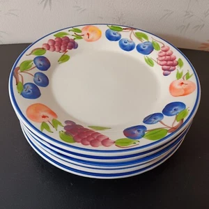Set Of 5 Crate & Barrel ARM Ceramica (Italy) 11" Fruit Rimmed Dinner Plates - Picture 1 of 8
